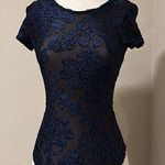 Haute Monde NWOT Floral Velvet And Mesh Bodysuit Photo 0