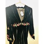 RIXO Black Floral Embroidered Velvet V Photo 9