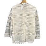Gibson  Blouse White Lace High Neck Long Sleeve Boho Feminine Romantic Small Photo 1