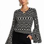 Joseph Ribkoff  Link Print Peplum Bell Sleeve Blouse Size‎ 10 Photo 0