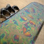 Alexander McQueen $3200 Metallic Oil Slick Leather Knuckle Ring Duster Clutch Photo 10