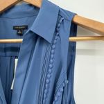 Ann Taylor NWT Pintuck Ric Rac Trim Sleeveless Belted Shirt Dress Blue Size 8 Photo 1