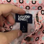 Lands' End Pink Wood Lily Medallion Tile Short Sleeve Button Front Mini Dress L Photo 3