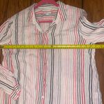 J.Jill  Love Linen 100% Linen Essential Shirt Pink Stripped Button Up Shirt Large Photo 5