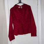 Covington  women's red striped long-sleeve blouse with metallic threads large Photo 2
