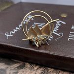 Vintage Gold Tone CZ Floral Leaf Brooch 1970s Photo 4