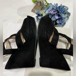 BP B.P. Ankle strap black vegan suede wedge sandal size‎ 8.5 Photo 9