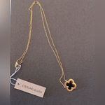 Rachel Zoe NWT Sterling Silver Black Clover Pave Necklace Photo 7