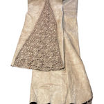 Cache  Suede Pants with Hand Crochet Peekaboo Insert at Bottom Camel Tan Sz 2 Photo 0