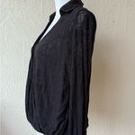 Maeve  by Anthropologie Lydia Floral Burnout Top Black Long Sleeve Wrap Top Small Photo 2