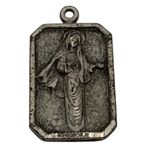 Vintage Religious Medal‎ Pendant Virgin Mary & Cross Charm Silver Tone Photo 0