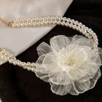 Elegant Cream sheer lace flower on pearl choker. New White Size undefined Photo 4