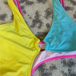 Neon Colorblock Cutout One Piece Swimsuit Blue Size L Photo 3