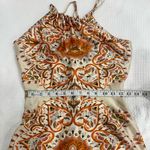Aakaa Orange Cream Mosaic Boho Pattern Evening Maxi Halter Dress Size Small Photo 10