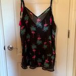 Tropical Flamingo Black Camisole Size 1X Photo 3