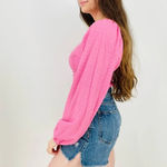 Revolve  Sophie Rue Ruched Longsleeve Cropped Top in Barbie Pink Size S Photo 5