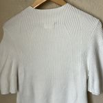 Maeve white ribbed puff shoulder short sleeve sweater Photo 9