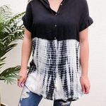 C’isa Tie Dye Black Button Down Tunic Dress Photo 0