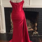 Boutique Sexy red satin corset prom dress formal dress or evening gown size 2 Photo 0