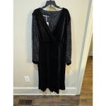Dalia MacPhee Black Velvet Dress Size 1X Surplice Sheer Celestial Whimsy goth Photo 2