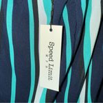 Speed Limit Blouse Womens 3X Blue Teal White Stripe Ruffles Sleeve Sheer NWT Photo 4