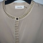 Calvin Klein Cream Sleeveless Embellished Blouse Photo 2