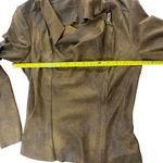 ZARA Moto Style Jacket Womens Size Medium Brown Faux Suede Effect Overshirt Chic Photo 8