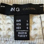 Mango Relaxed Fit Waffle Knit Crewneck Sweater Cream White Size Medium Photo 4