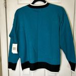 Juicy Couture NWT JUICY Sweater Peacock Blue White Black Trim Side Slits Size Small Photo 4