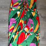 With Jean Naomi Satin Midi Skirt Geo Print Green Large Photo 1