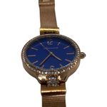 New Jeanneret Luxury Crystal Bezel Blue Face Gold Tone Mesh Band Wristwatch Photo 10