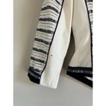 White House | Black Market Womens Tweed Blazer Jacket Fringe Chain Ivory Navy Sz 0 Photo 5