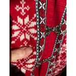 Petite Sophisticate Vintage Italian Merino Wool Red Fair Isle Nordic Cardigan Sweater Small Scandi Photo 3
