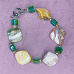 Handmade 474. Green and Yellow Shell Bracelet Photo 0