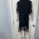 Anthropologie Size Small Black White Floral Embellished Midi Shirt Dress Photo 3
