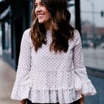 Club Monaco NWOT Peibi Boat Neck Cotton Ruffle Blouse Top XS Polka Dot Photo 0