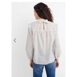 Madewell Mockneck Ruffle Top in Flocked Dot Size Medium Photo 1