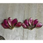 3 Pairs Of Vintage Floral Earrings 2 Enameled 1980s 1990s Goldtone Pierced Ears‎ Photo 2