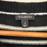 Talbots 100% Linen Black White Striped Button Cardigan Sweater 3/4 Sleeve Size S Photo 3