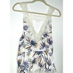 Free People  Bell Flower Ivory Blue Lace Double V Boho Lightweight Tunic Tank XS Photo 8