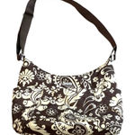 Baggallini  Floral Crossbody Bag Brown and Cream Nylon Blue Lining Pockets Zipper Photo 0