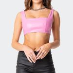 Edikted Midnight Faux Leather Crop Top Photo 0