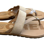 Sorel  Ella II Slip-On Flip Flop Sandals Suede Leather Neutral Tan Size 8 Women's Photo 0