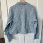 American Eagle NEW! Pinstriped Denim Cropped Jacket Size L Photo 3