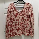 Billabong Red Pink Floral Winding Roads Sienna Long Sleeve Blouse Photo 3