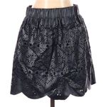 Piperlime Collection Vegan Leather Mini Skirt w/Laser Cutouts/Scallop Hem Size S Blue Photo 10