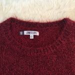 Jennifer Lopez Red Fuzzy Sparkle Sweater Pullover Shaggy Holiday Burgundy Small Photo 3