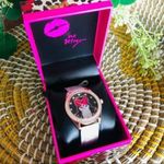 Betsey Johnson Crystal Penguin Watch Rose Gold Glitter Strap NWT Photo 3