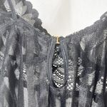 Mapale Striped Mesh Lace Bodysuit Black Size Medium Photo 2