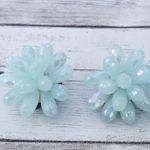 Vintage Clip On Earrings Large Light Green Stamped Western Germany Photo 2